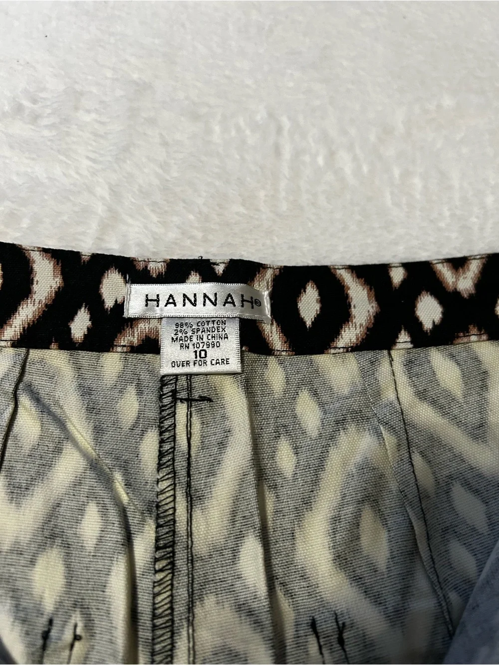 Hannah Black and Cream Geometric Flat Front Women’s Shorts
